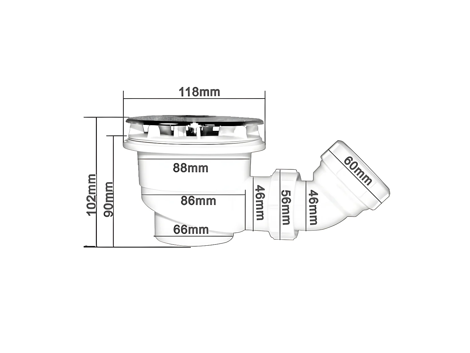 Receveur de douche blanc 120x80x3cm rectangulaire, extra-plat, gel coat, bac à douche anti-dérapant avec bonde de receveur et siphon 90cm