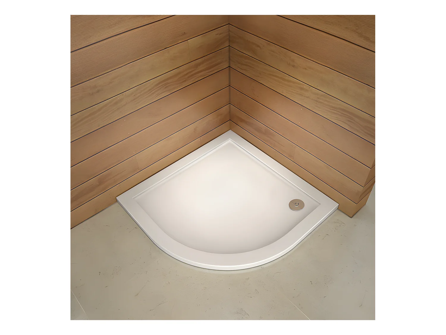Receveur de douche blanc 80x80x3cm 1/4 de cercle, Extra-plat, gel coat, bac à douche anti-dérapant Modèle Classique
