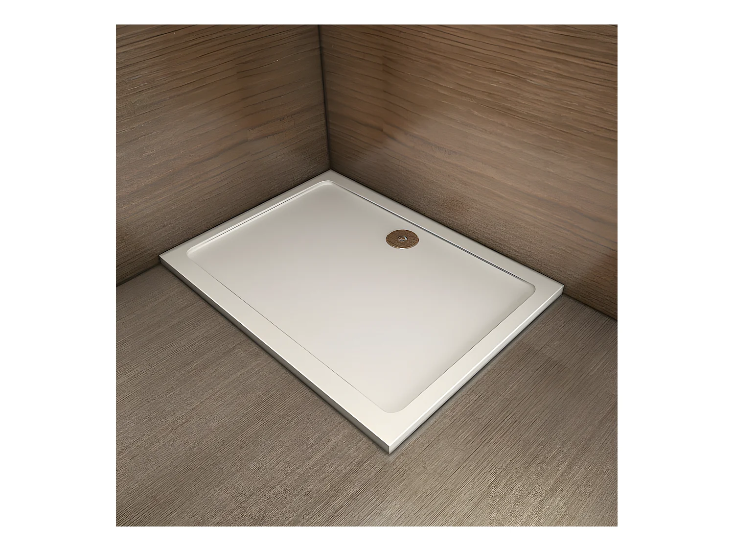 Receveur de douche blanc 110x90x3cm rectangulaire, Extra-plat, gel coat, bac à douche anti-dérapant Modèle Classique