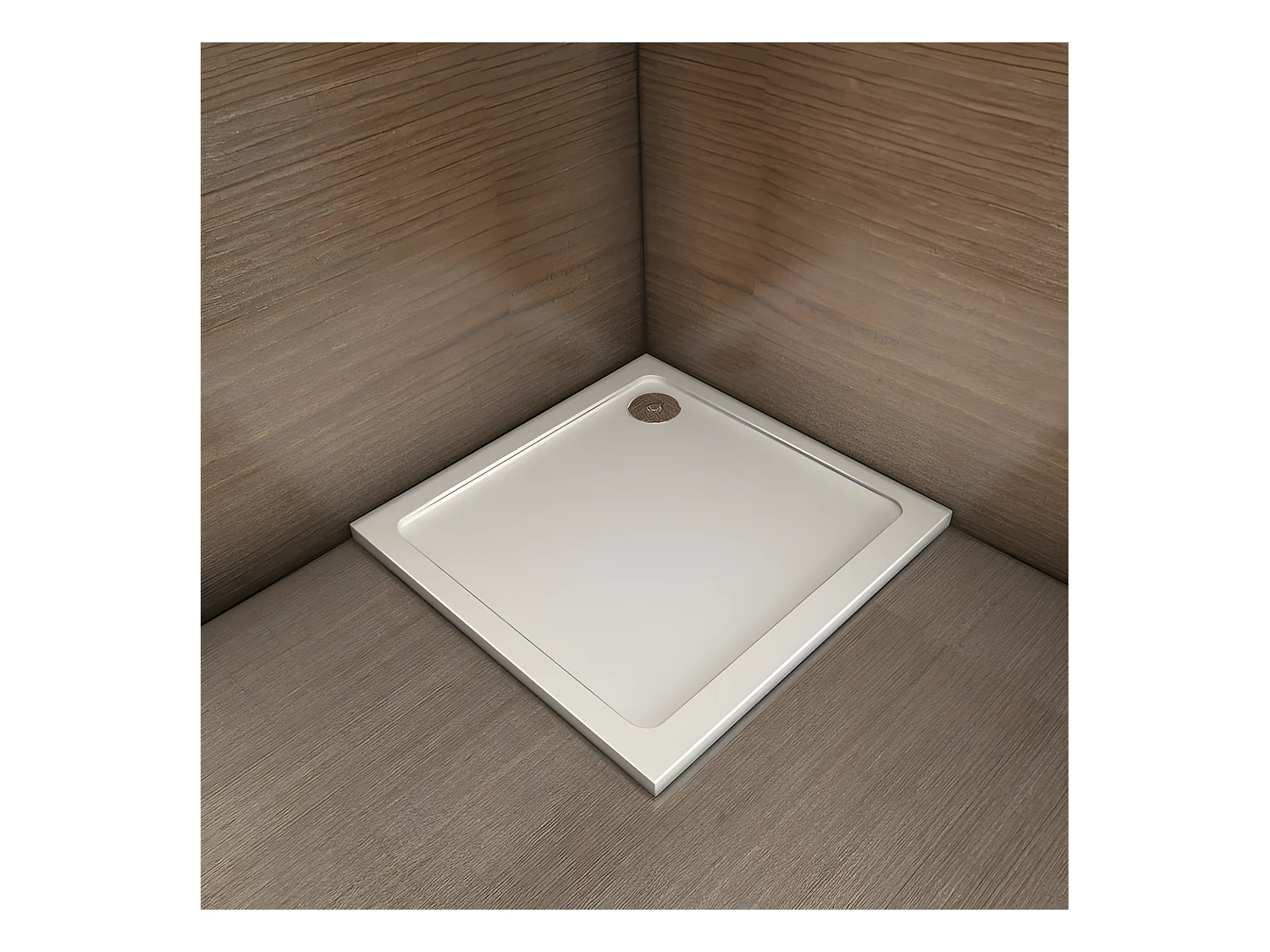 Receveur de douche blanc 80x80x3cm carré, extra-plat, gel coat, bac à douche anti-dérapant avec bonde de receveur et siphon 90cm