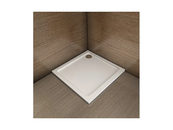 Receveur de douche blanc 100x100x3cm carré, Extra-plat, gel coat, bac à douche anti-dérapant Modèle Classique