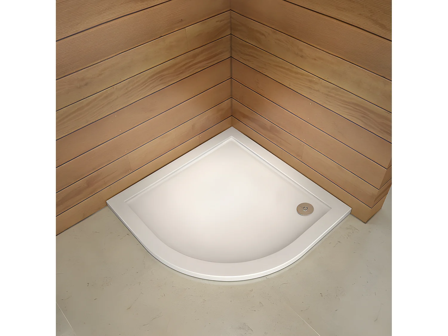 Receveur de douche blanc 80x80x3cm 1/4 de cercle, extra-plat, gel coat, bac à douche anti-dérapant avec bonde de receveur et siphon 90cm