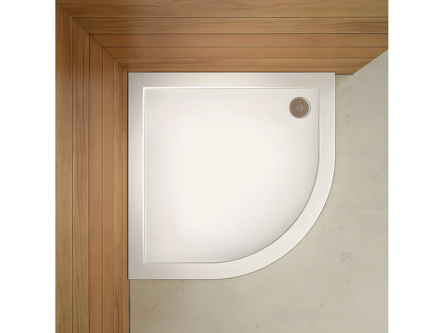 Receveur de douche blanc 90x90x3cm 1/4 de cercle, Extra-plat, gel coat, bac à douche anti-dérapant Modèle Classique