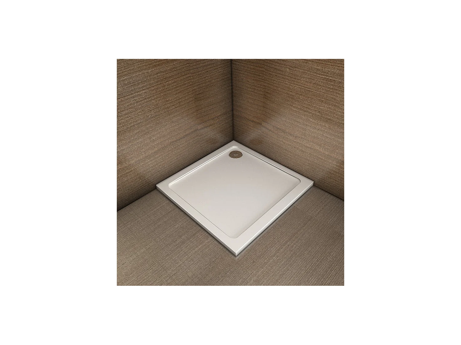 Receveur de douche blanc 70x70x3cm carré, extra-plat, gel coat, bac à douche anti-dérapant avec bonde de receveur et siphon 90cm