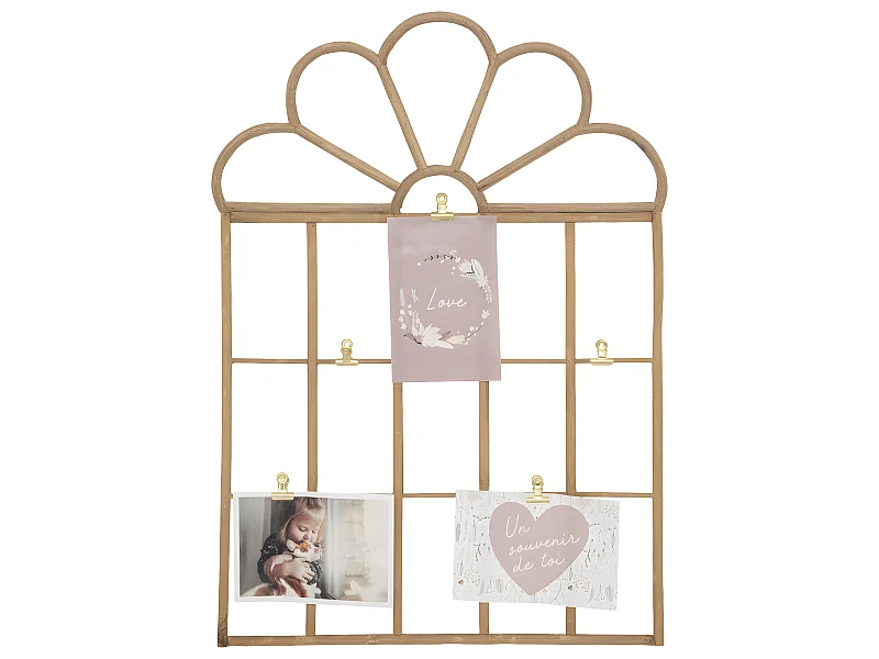 Porte-photos enfant en Rotin avec clips en acier doré 40 x 57 cm
