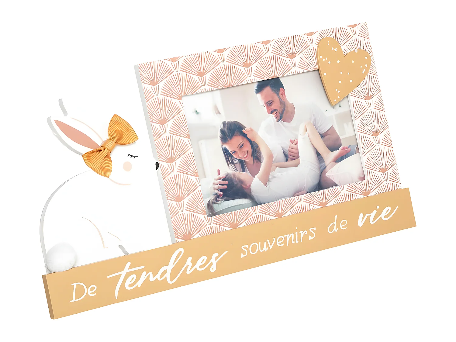 Cadre Photo à poser déco Lapin en Bois et Verre pour Photo 10x15 cm