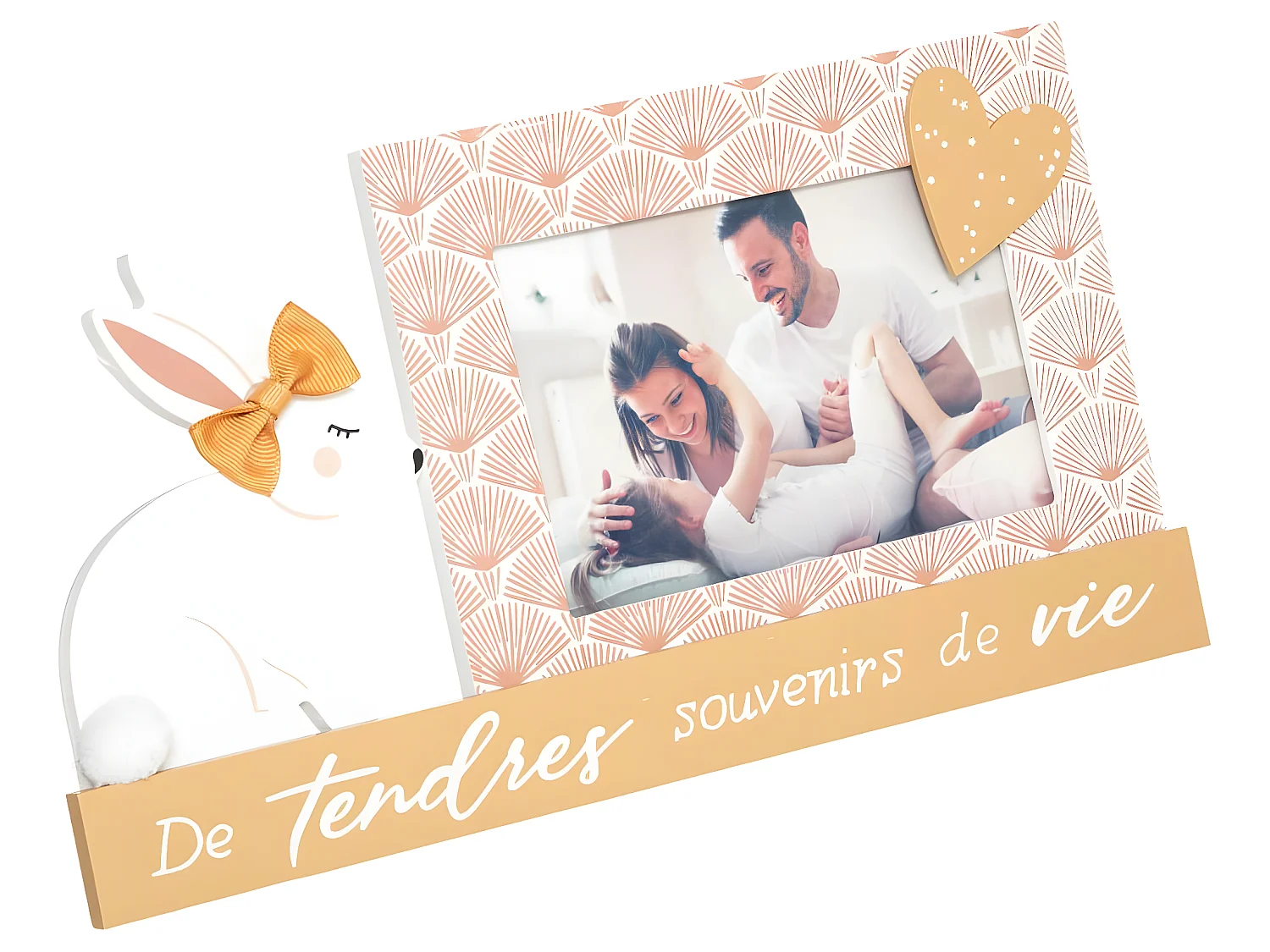 Cadre Photo à poser déco Lapin en Bois et Verre pour Photo 10x15 cm