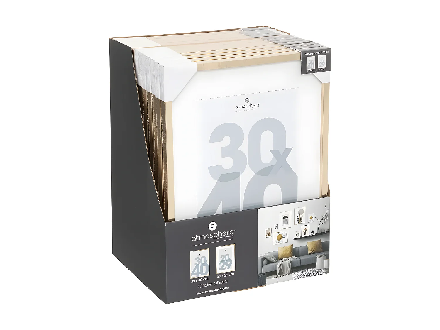 Cadre photo en Bois Doré pour Photo 30 x 40 cm