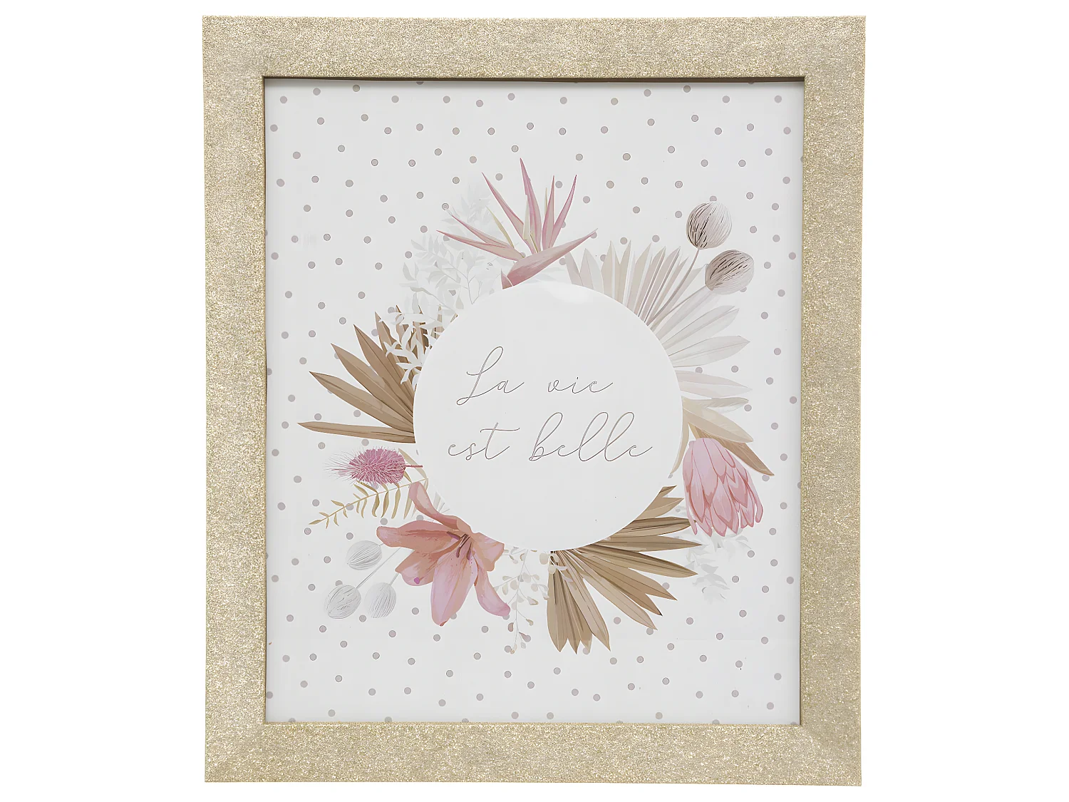 Lot de 3 Cadres Photos en Bois doré pailleté et Verre