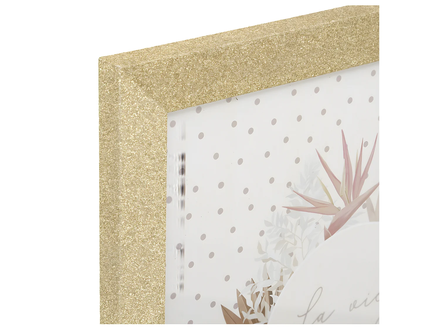 Lot de 3 Cadres Photos en Bois doré pailleté et Verre