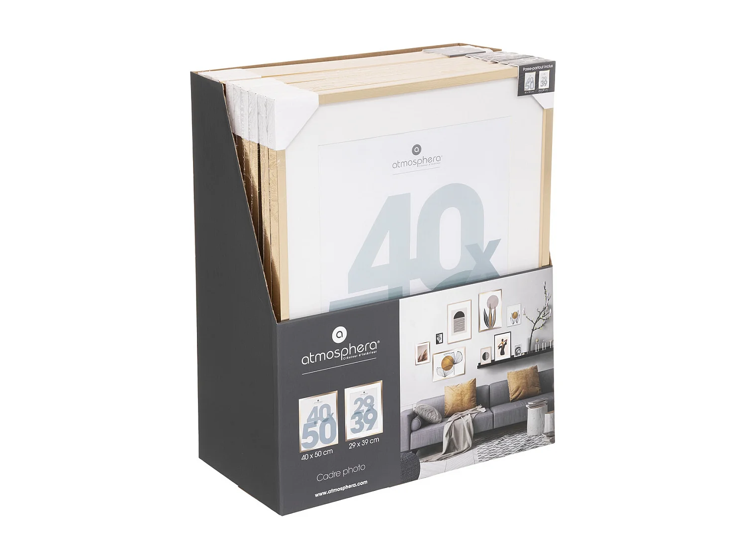 Cadre photo en Bois Doré pour Photo 40 x 50 cm