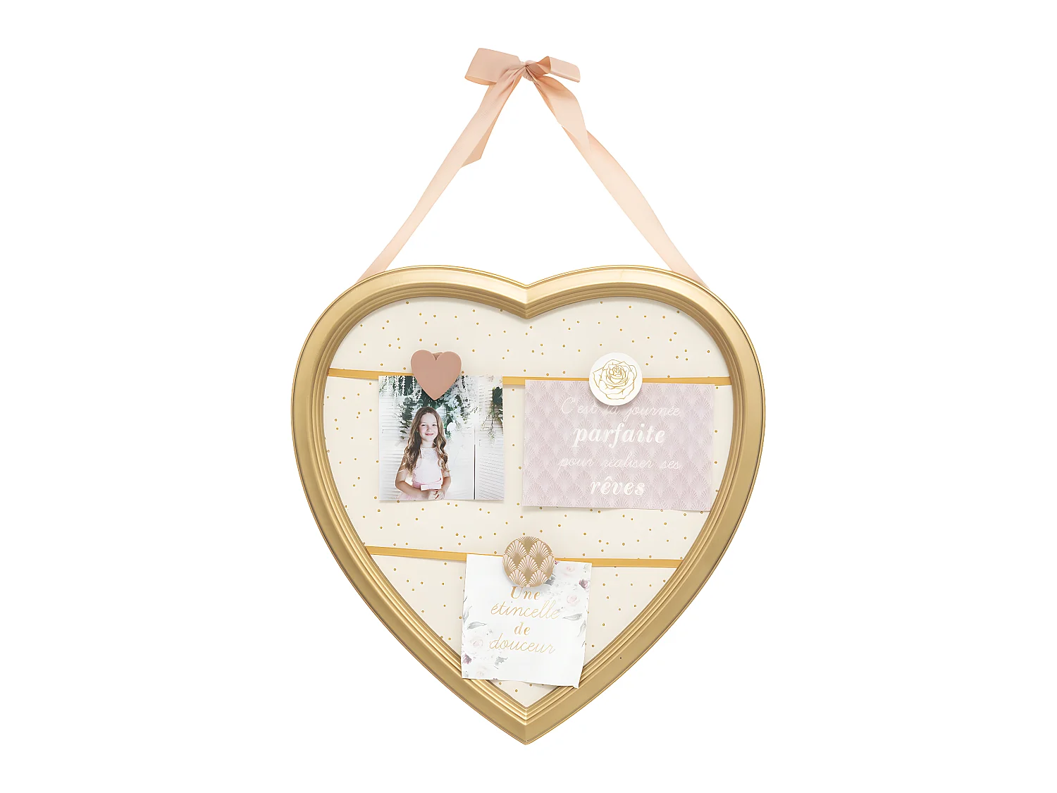 Pêle mêle mural enfant Coeur doré 3 Photos