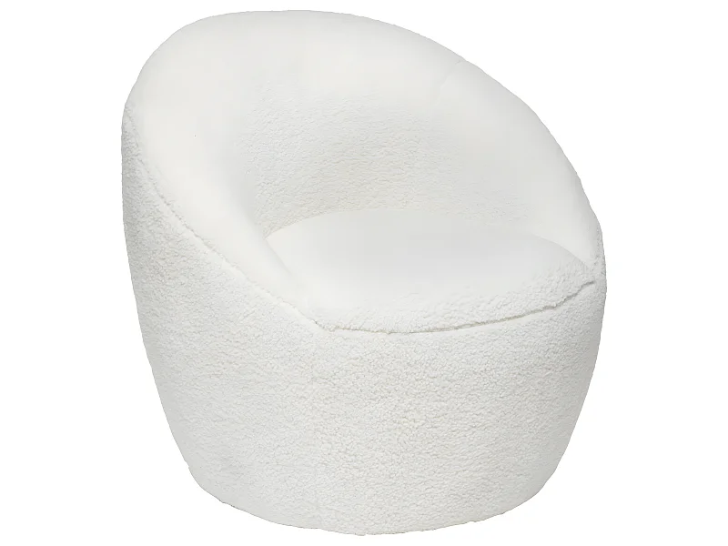 Fauteuil tissu Blanc à bouclettes H 70 cm