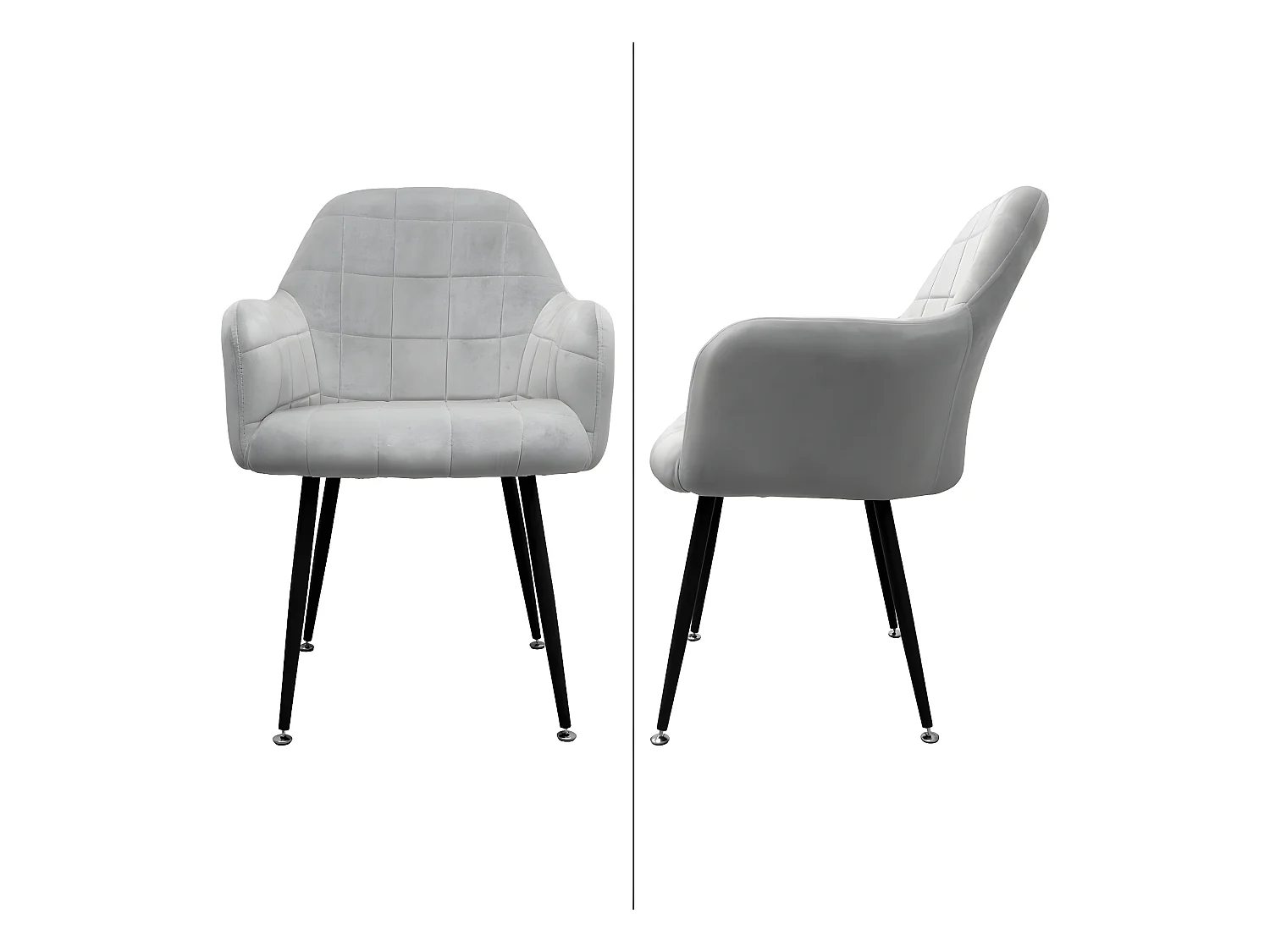 Set di 4 sedie da pranzo in velluto dal design retrò grigio ECD Germany