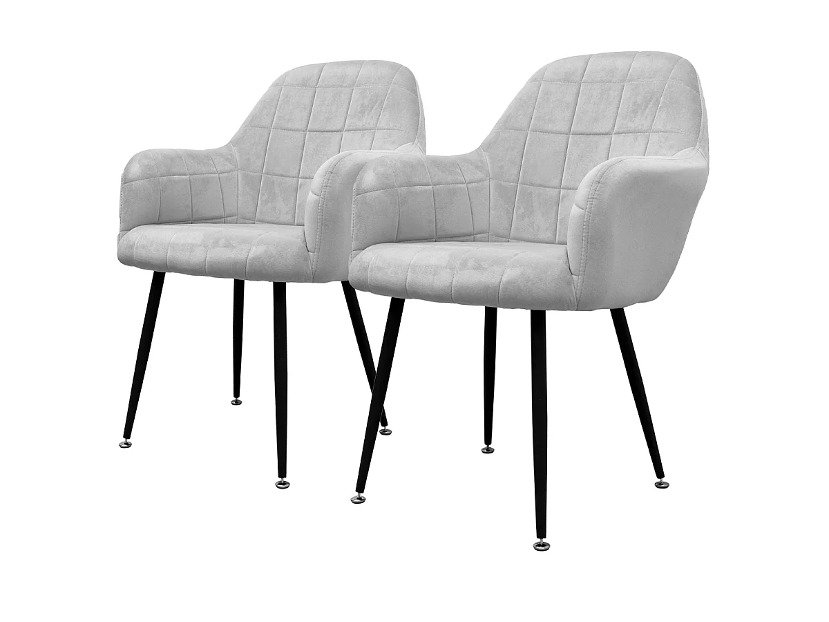 Lot de 4 chaises de salle à manger gris/rose dossier et accoudoirs ergonomiques revêtement en polyester résistant piètement en acier design élégant