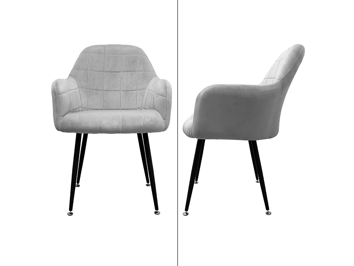 Lot de 4 chaises de salle à manger gris/rose dossier et accoudoirs ergonomiques revêtement en polyester résistant piètement en acier design élégant