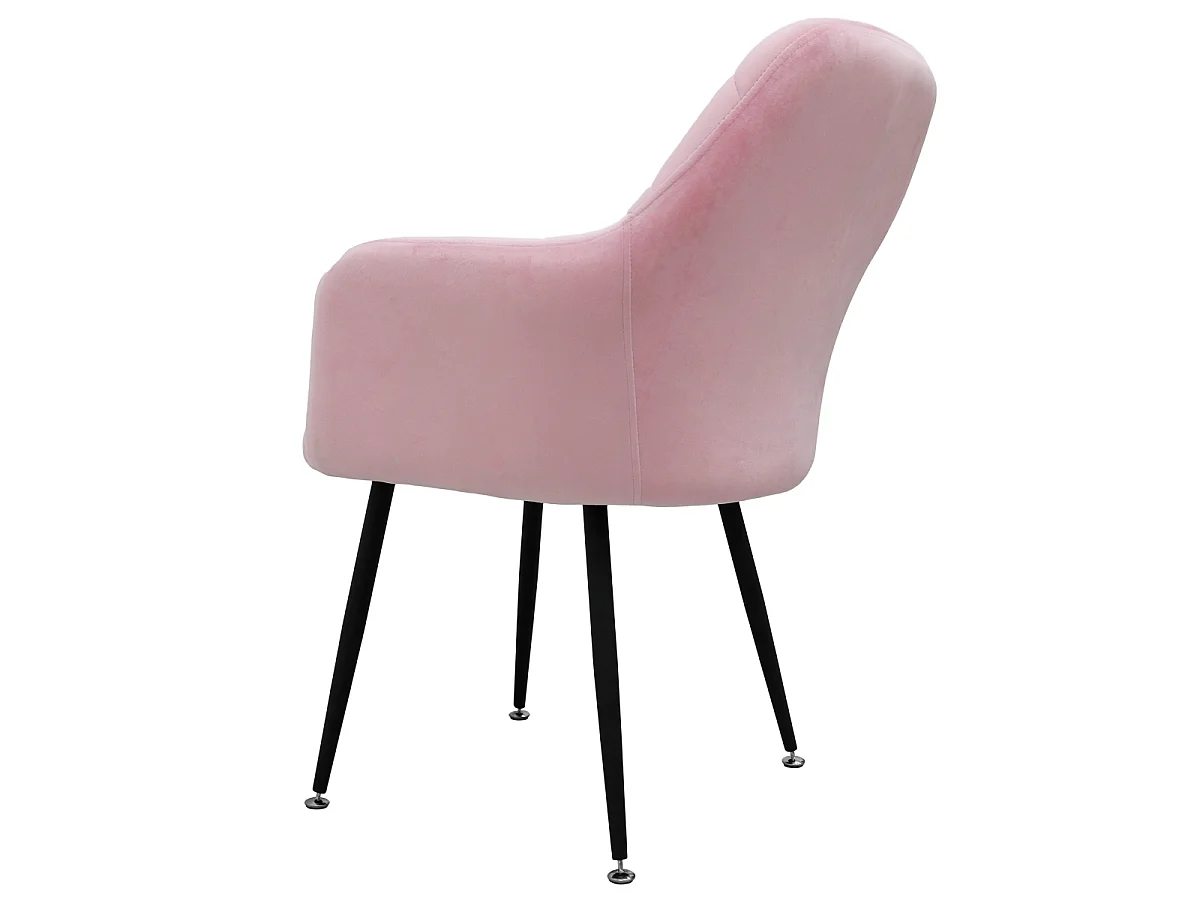 Lot de 4 chaises de salle à manger gris/rose dossier et accoudoirs ergonomiques revêtement en polyester résistant piètement en acier design élégant