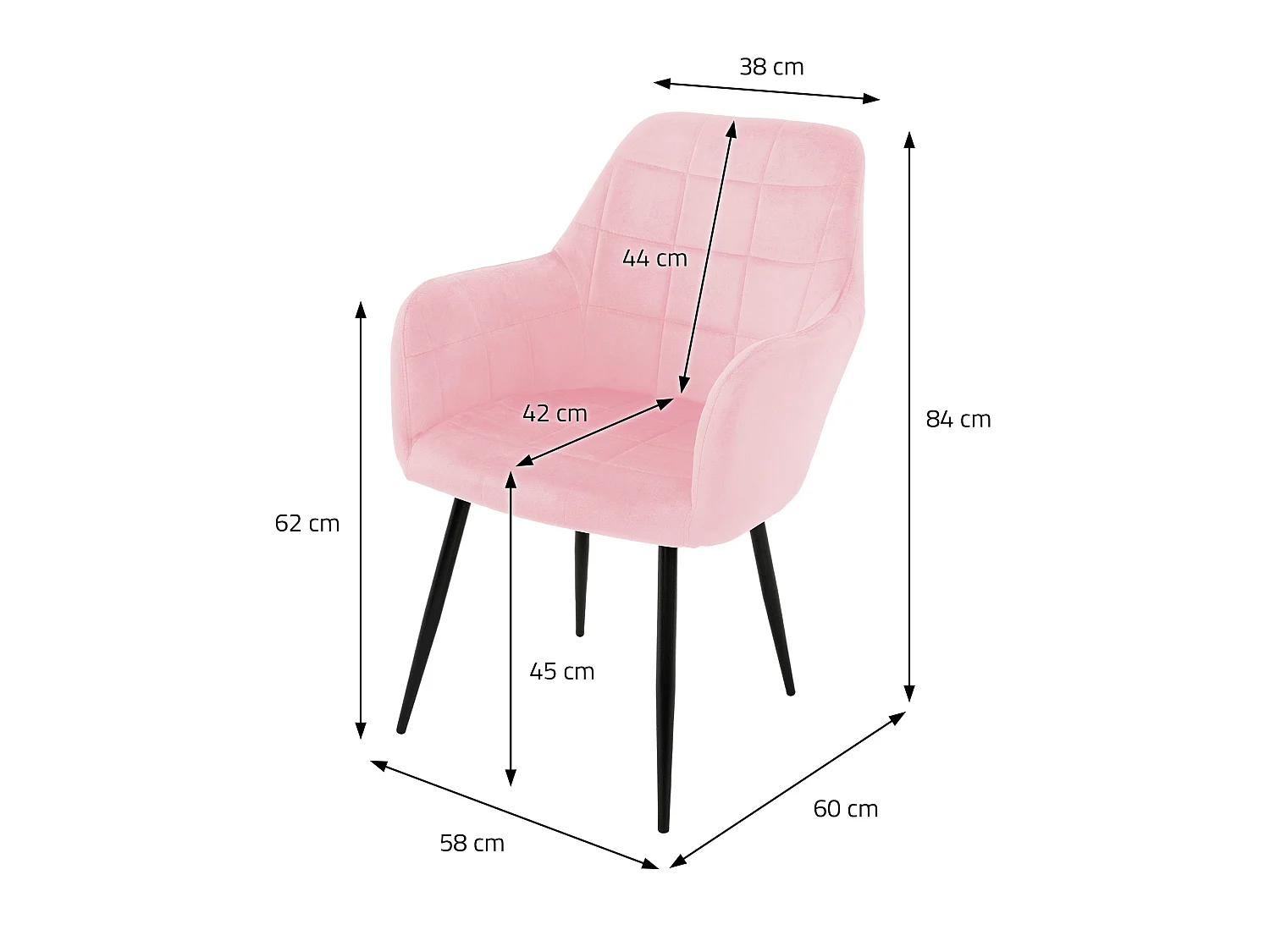 Lot de 4 chaises de salle à manger gris/rose dossier et accoudoirs ergonomiques revêtement en polyester résistant piètement en acier design élégant
