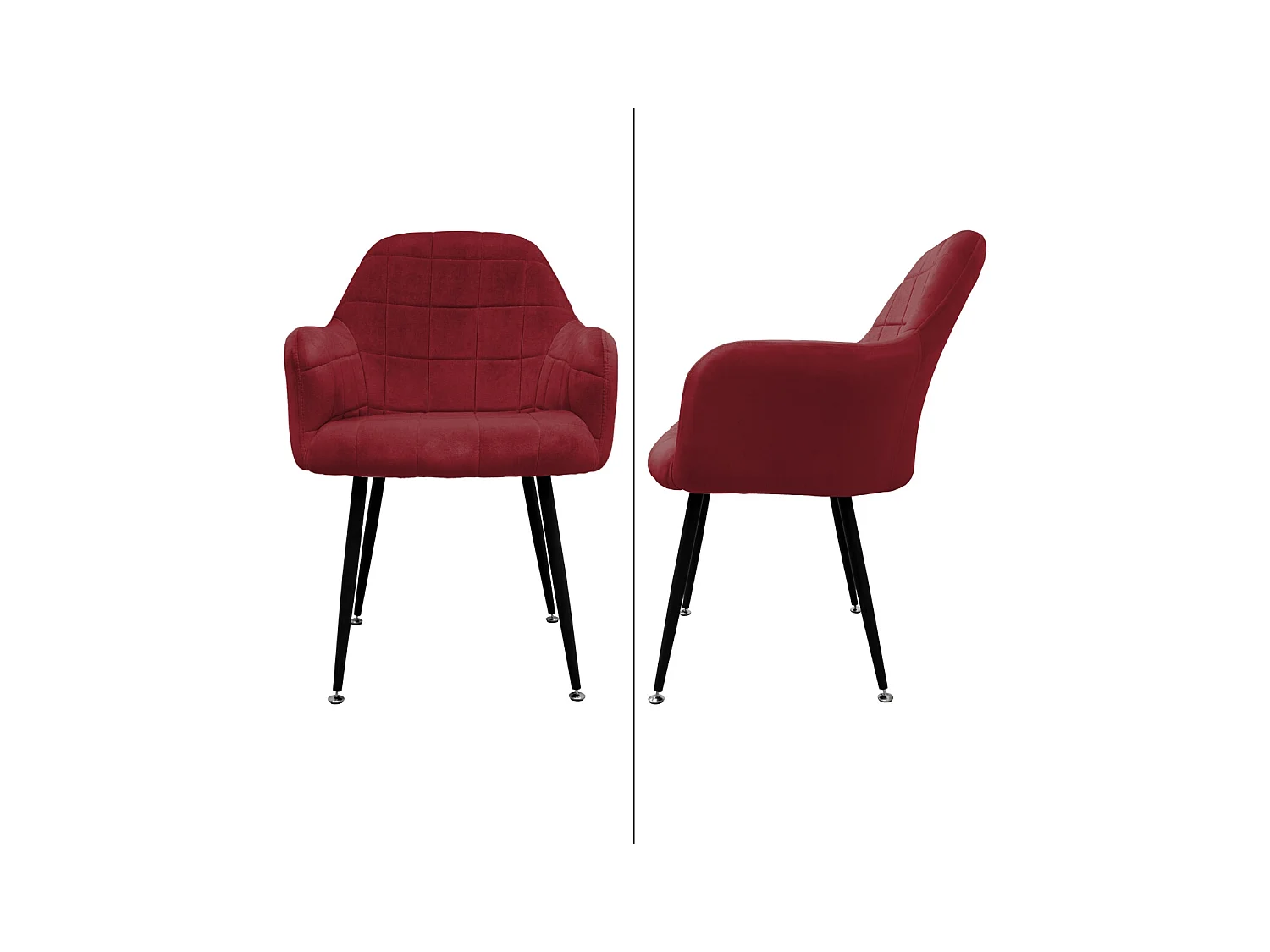 Juego de 4 sillas sillón comedor cuero burdeos oliva ECD Germany