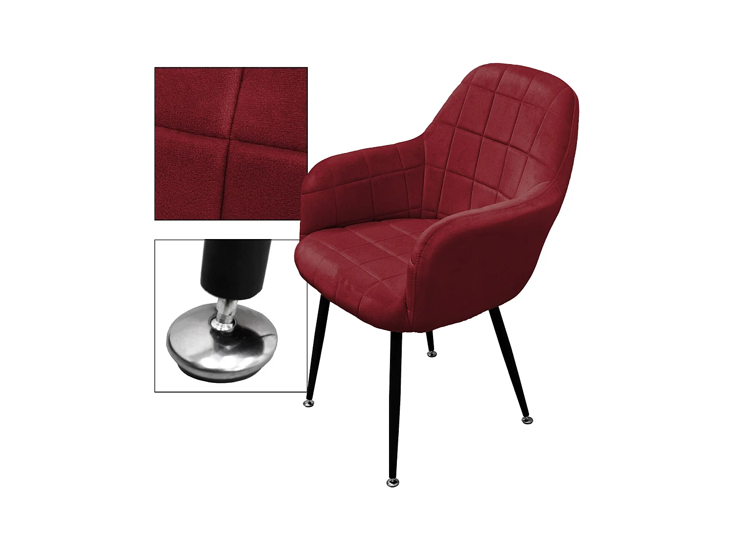 Juego de 4 sillas sillón comedor cuero burdeos oliva ECD Germany