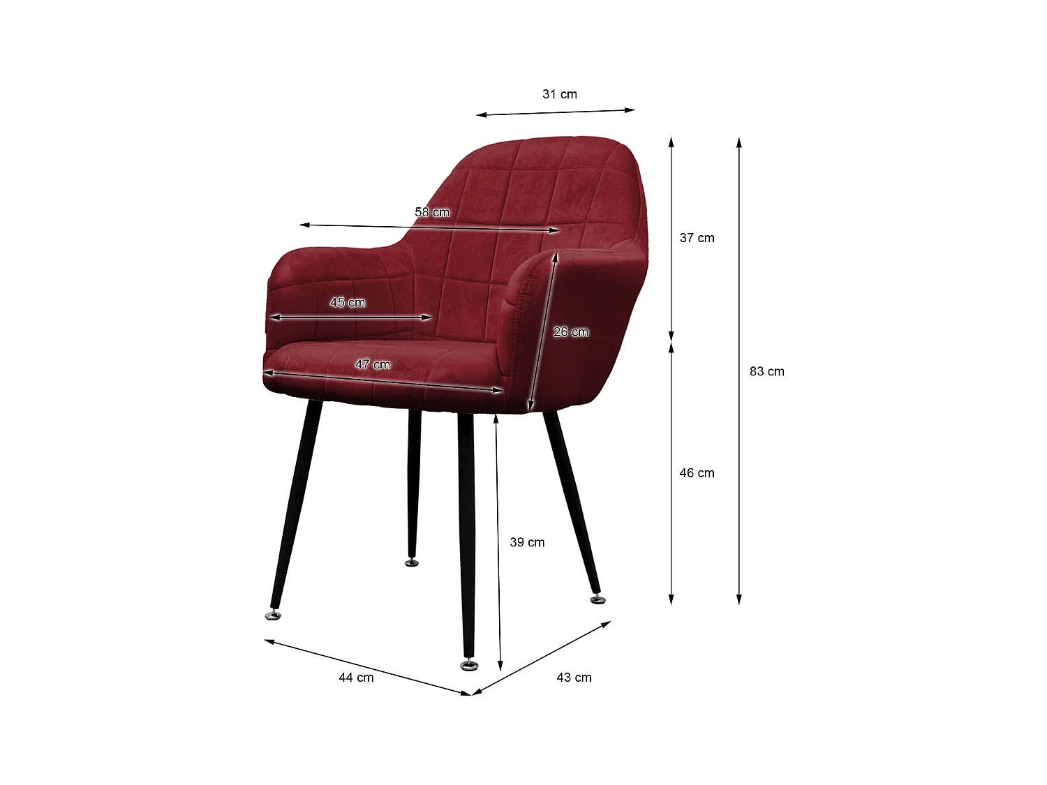Juego de 4 sillas sillón comedor cuero burdeos oliva ECD Germany