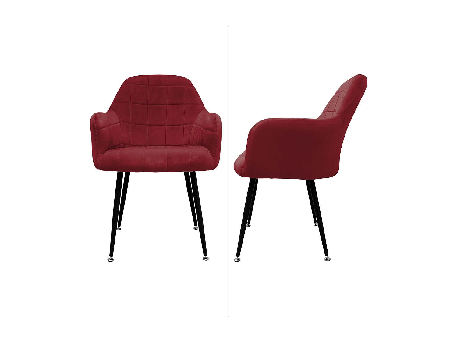 Set di 4 sedie da sala da pranzo poltrona in pelle bordeaux oliva ECD Germany