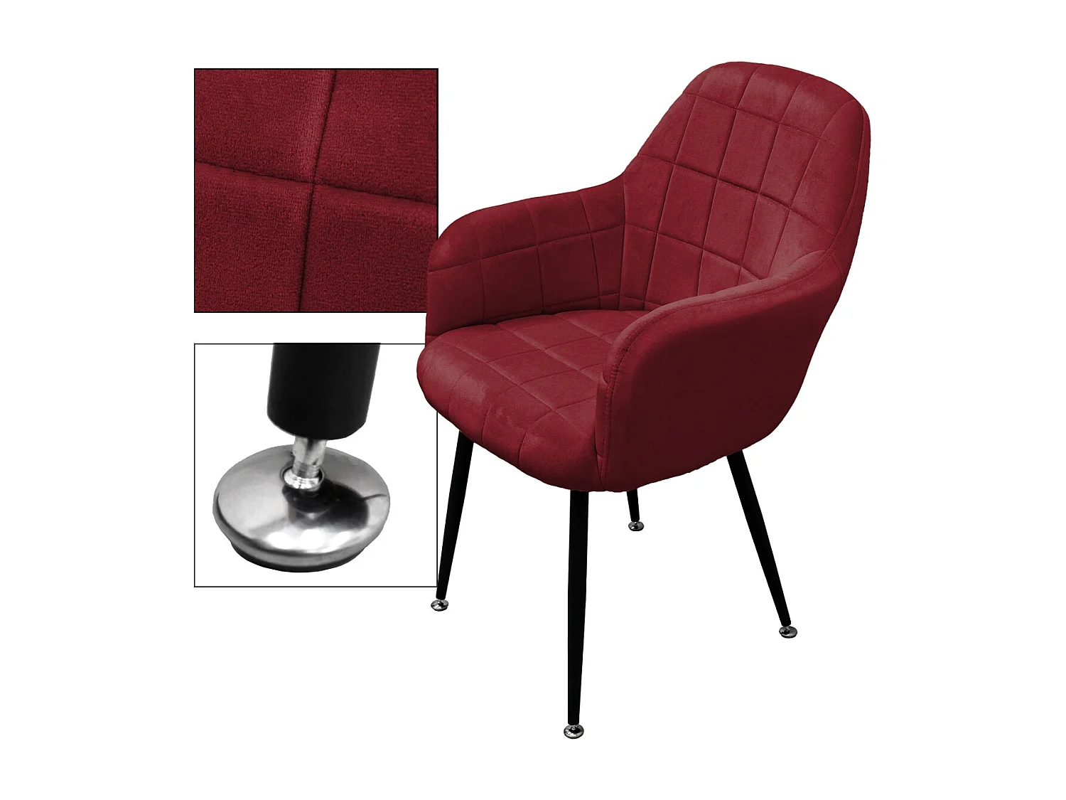 Set di 4 sedie da sala da pranzo poltrona in pelle bordeaux oliva ECD Germany