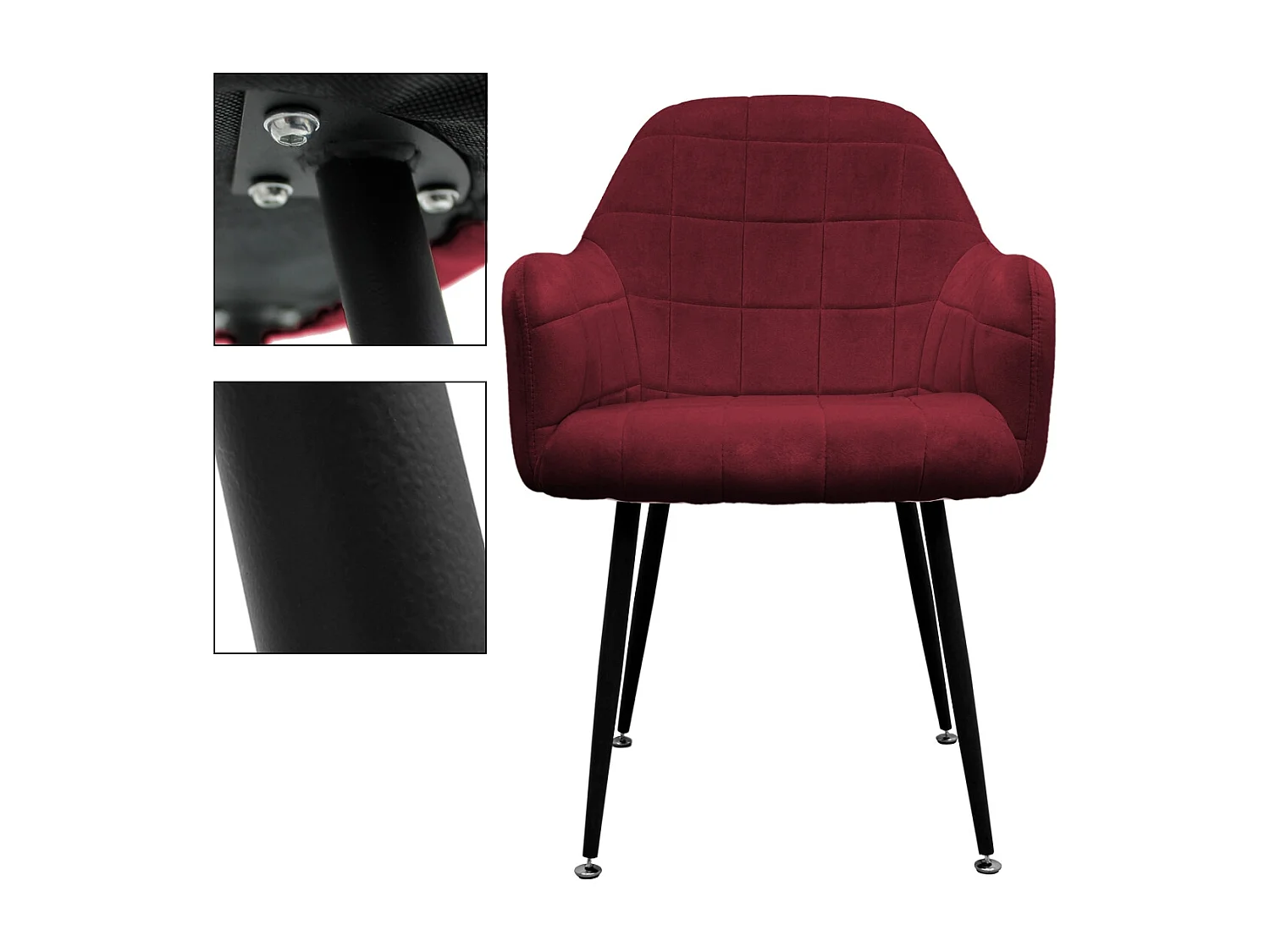 Set di 4 sedie da sala da pranzo poltrona in pelle bordeaux oliva ECD Germany