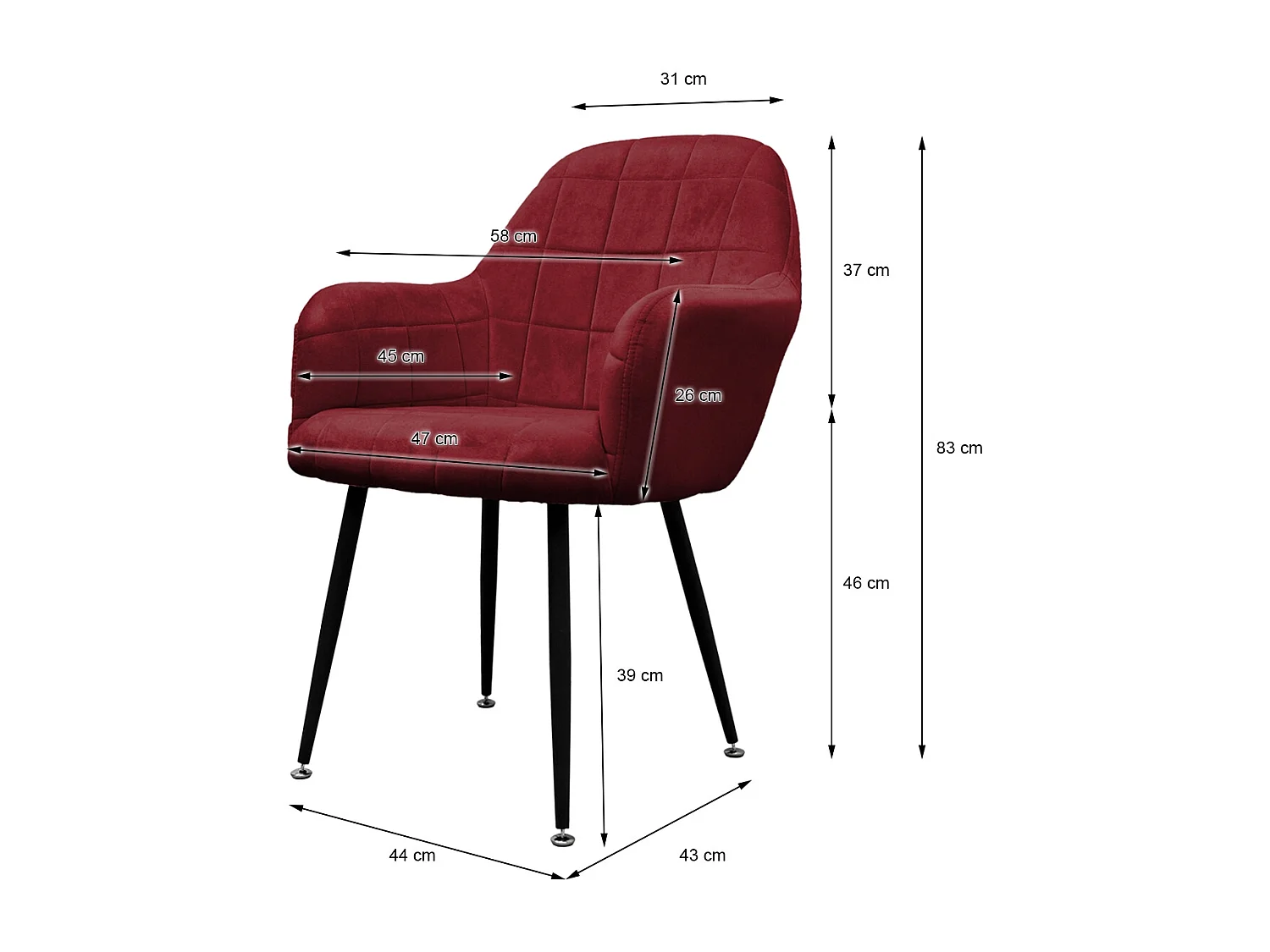 Set di 4 sedie da sala da pranzo poltrona in pelle bordeaux oliva ECD Germany