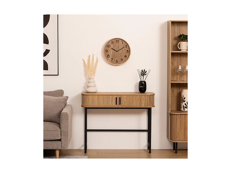 Meuble Console 2 portes en Bois et pieds en Acier L 100 cm