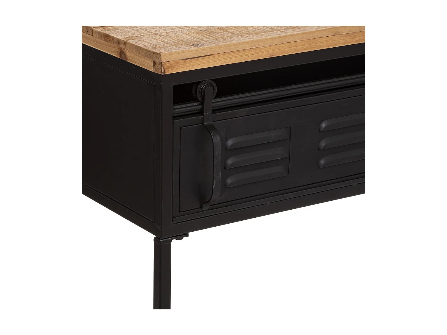 Meuble Console 1 porte en Bois et Métal Noir industriel 110 x 85.5 cm