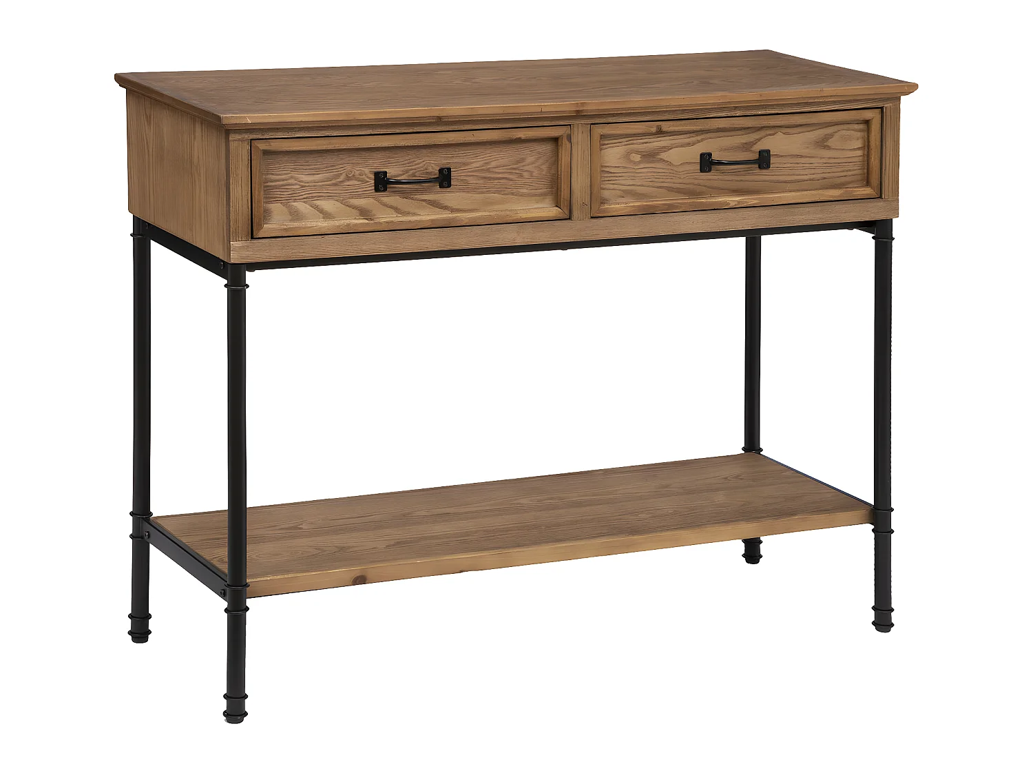 Meuble Console 2 tiroirs en Bois et Métal H 85 cm