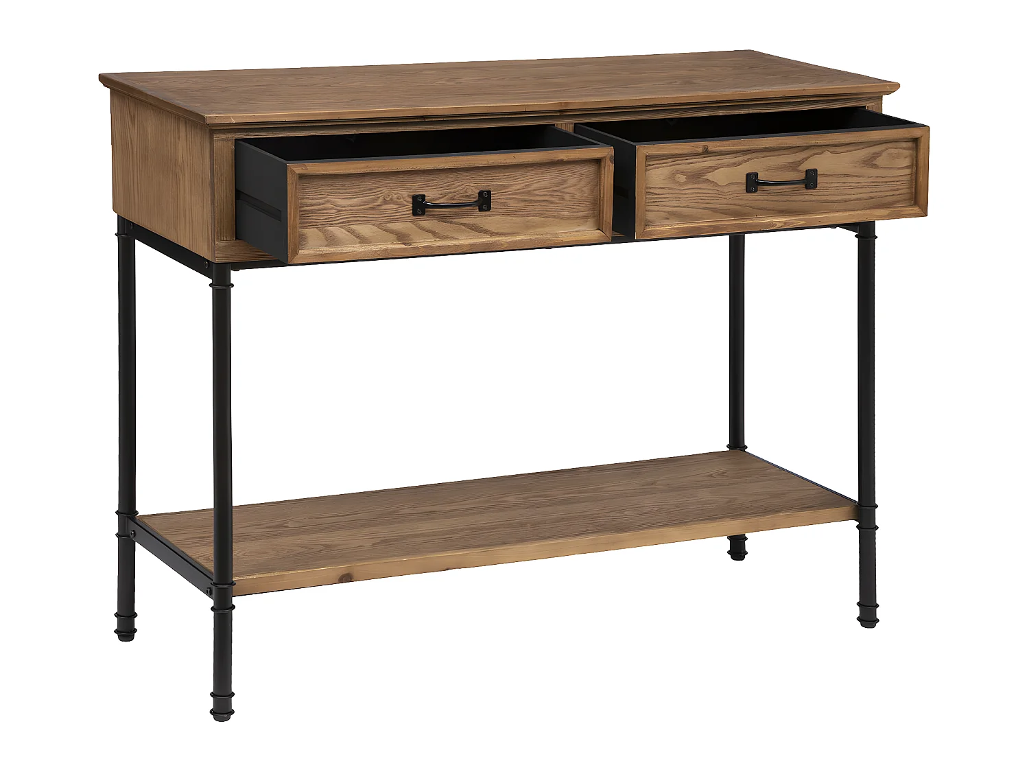 Meuble Console 2 tiroirs en Bois et Métal H 85 cm