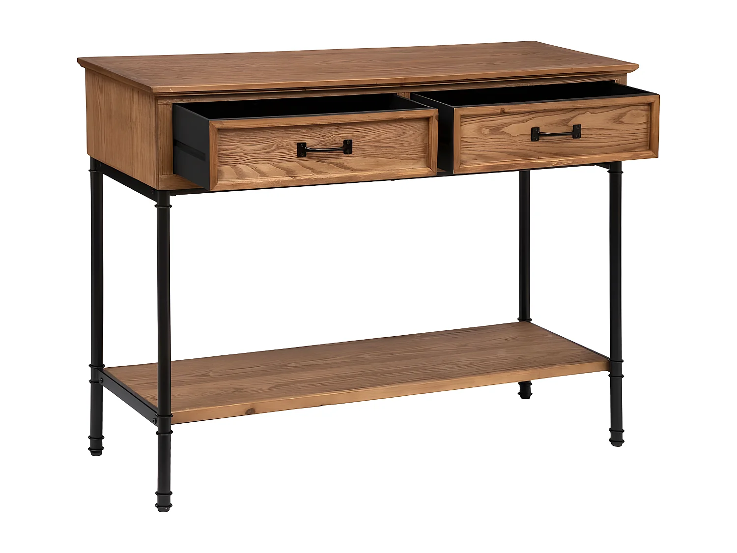 Meuble Console 2 tiroirs en Bois et Métal H 85 cm