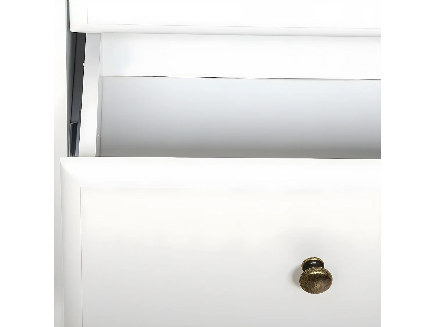 Meuble Console 2 Tiroirs en Bois Blanc et Naturel H 85 cm