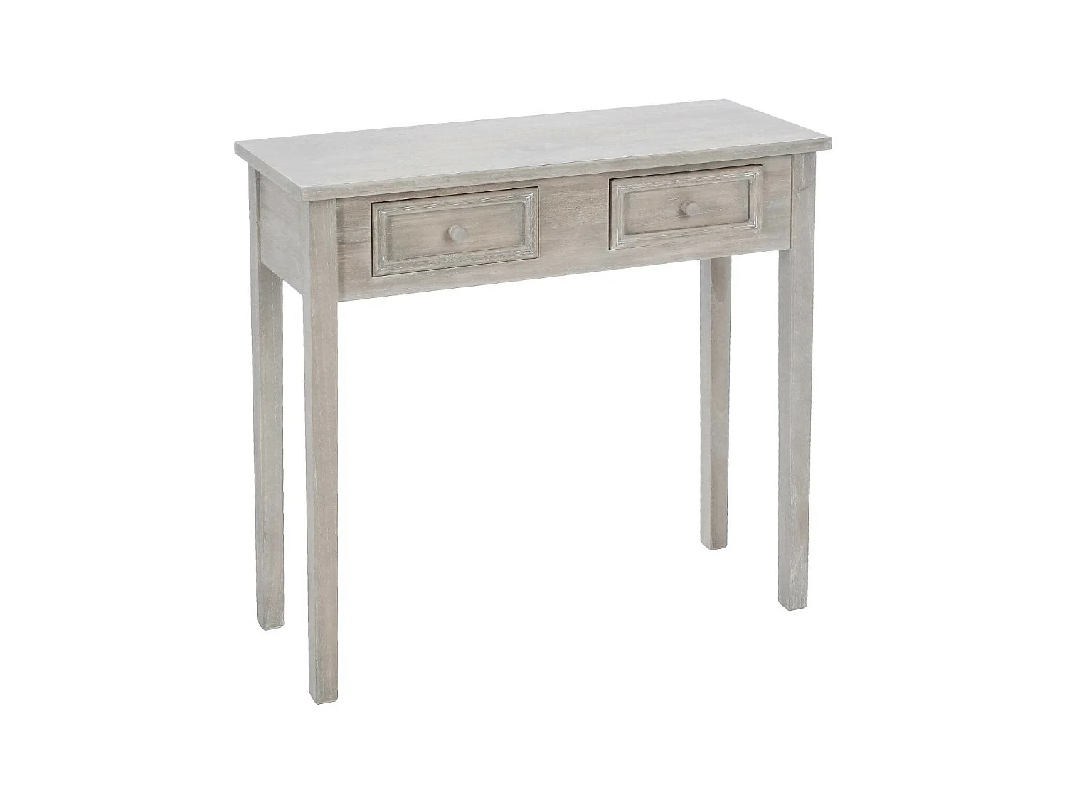 Meuble Console 2 Tiroirs en Bois effet Blanchi H 76 cm