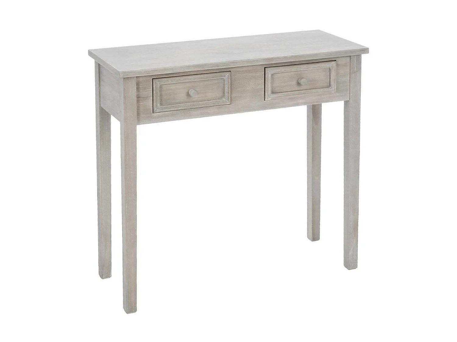 Meuble Console 2 Tiroirs en Bois effet Blanchi H 76 cm