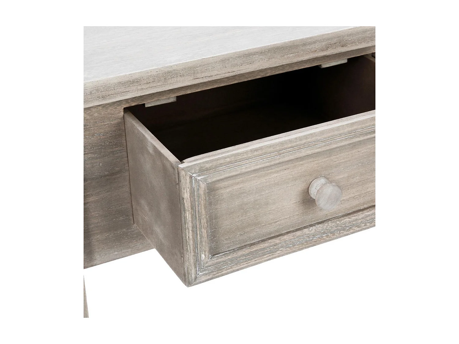 Meuble Console 2 Tiroirs en Bois effet Blanchi H 76 cm