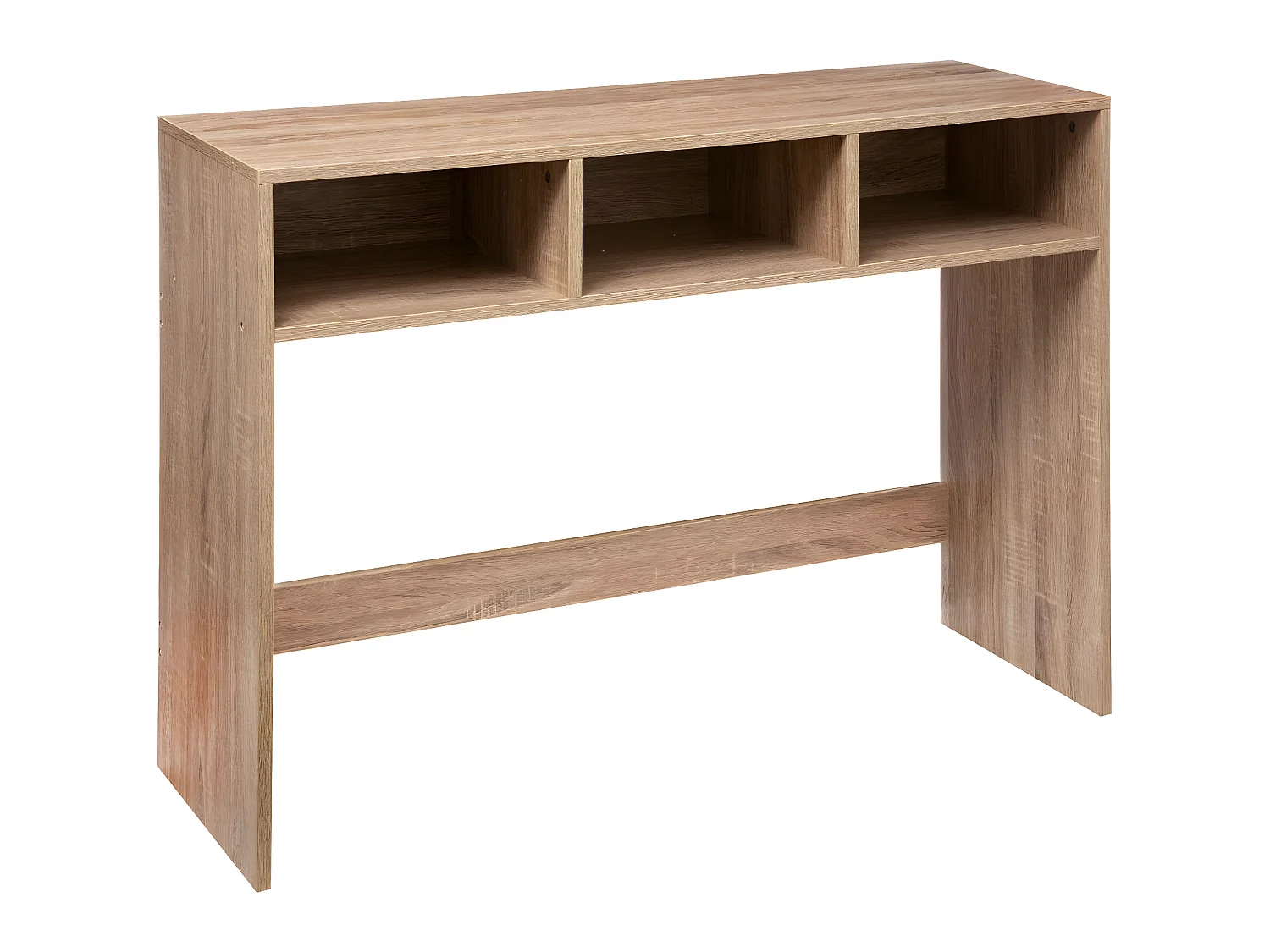 Meuble Console Bois clair 3 niches de rangement H 75 cm