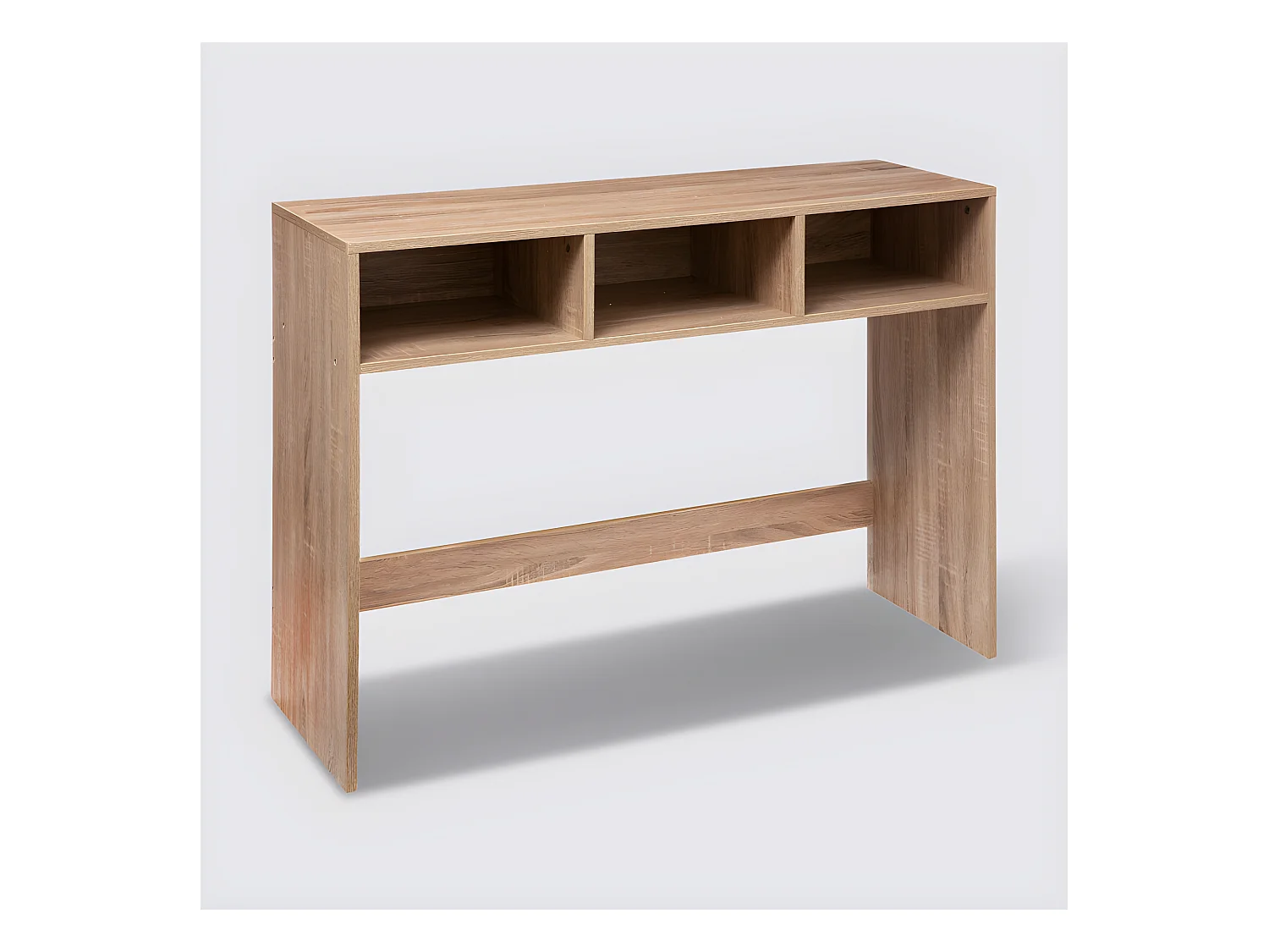 Meuble Console Bois clair 3 niches de rangement H 75 cm