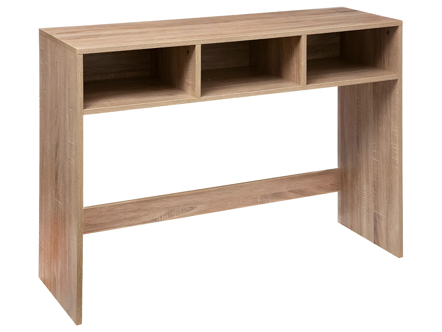 Meuble Console Bois clair 3 niches de rangement H 75 cm
