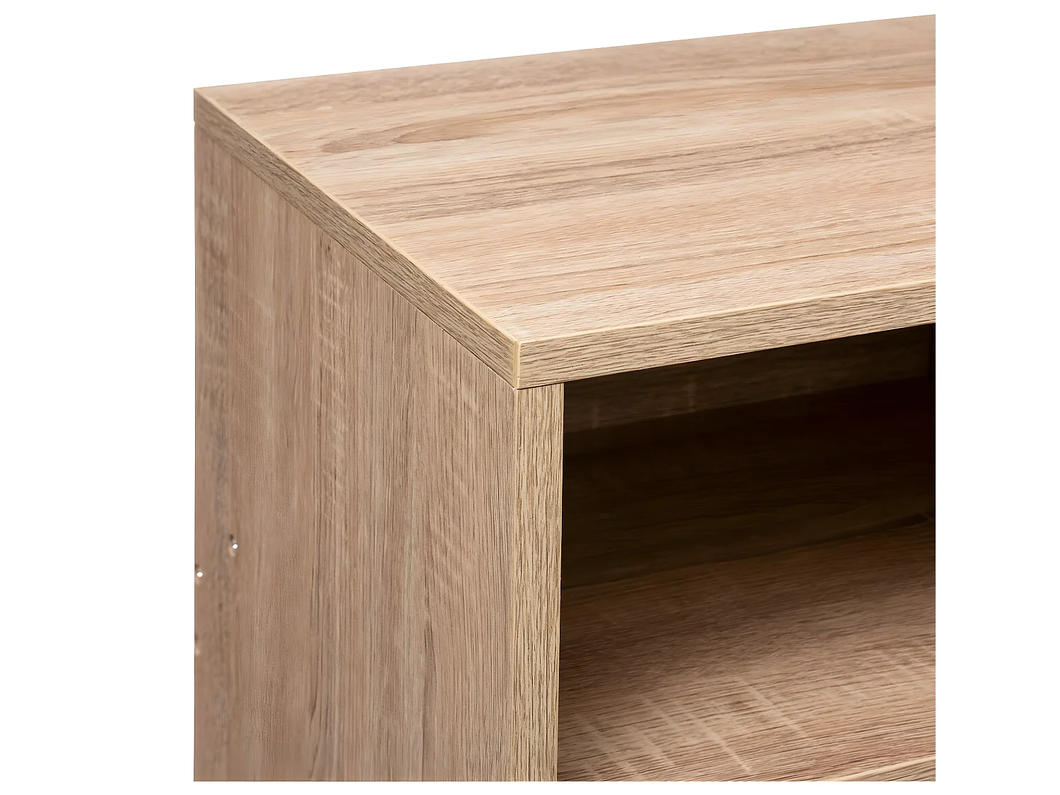 Meuble Console Bois clair 3 niches de rangement H 75 cm