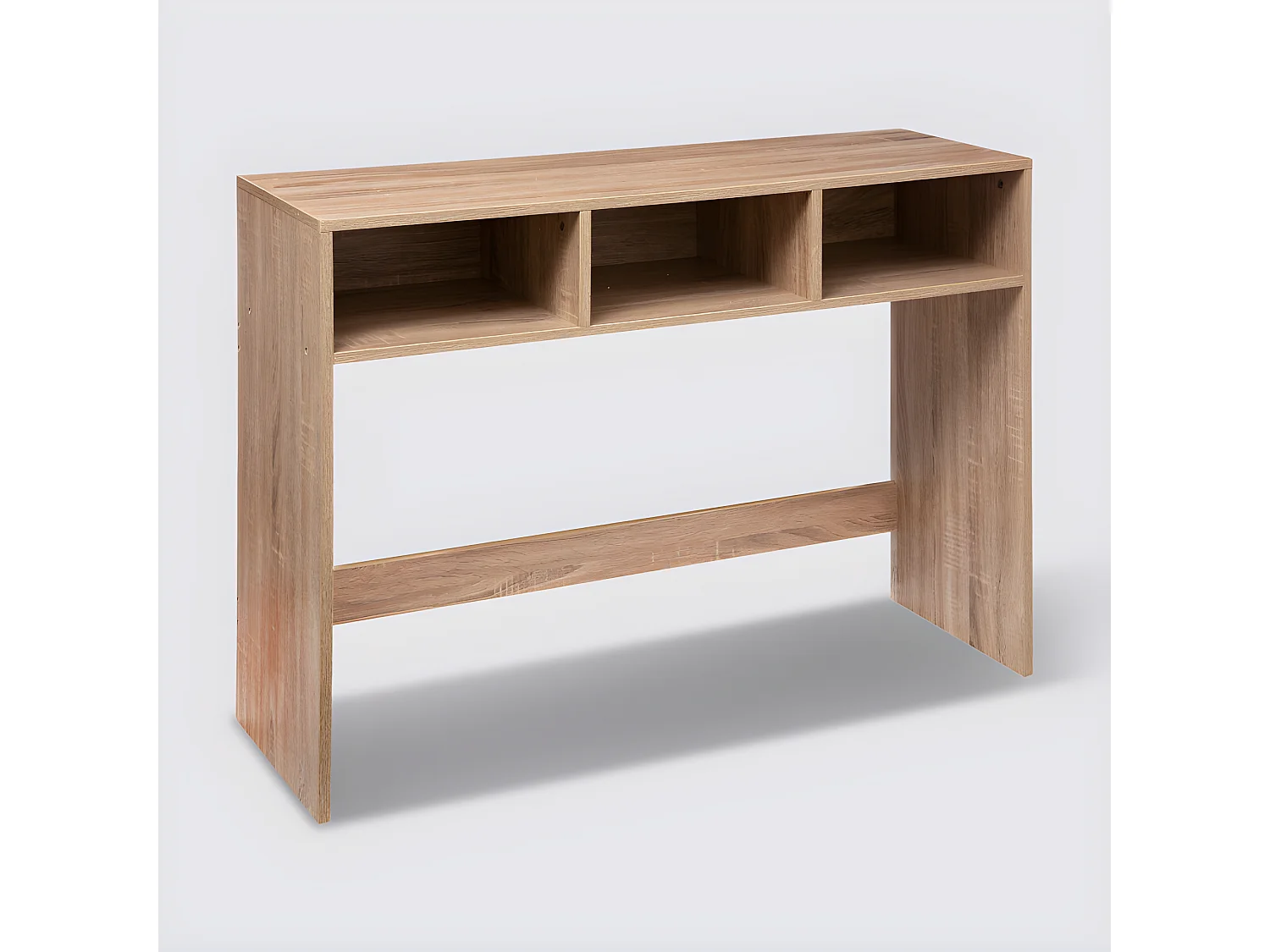 Meuble Console Bois clair 3 niches de rangement H 75 cm