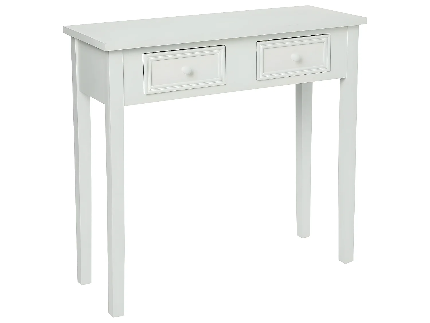 Meuble Console 2 Tiroirs en Bois Blanc H 76 cm