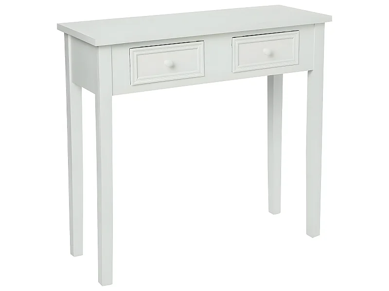 Meuble Console 2 Tiroirs en Bois Blanc H 76 cm