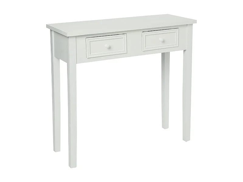 Meuble Console 2 Tiroirs en Bois Blanc H 76 cm