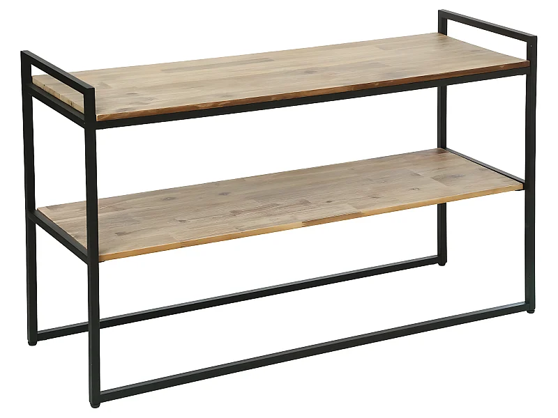 Meuble Console en Bois d'Acacia et Métal Noir H 75 cm