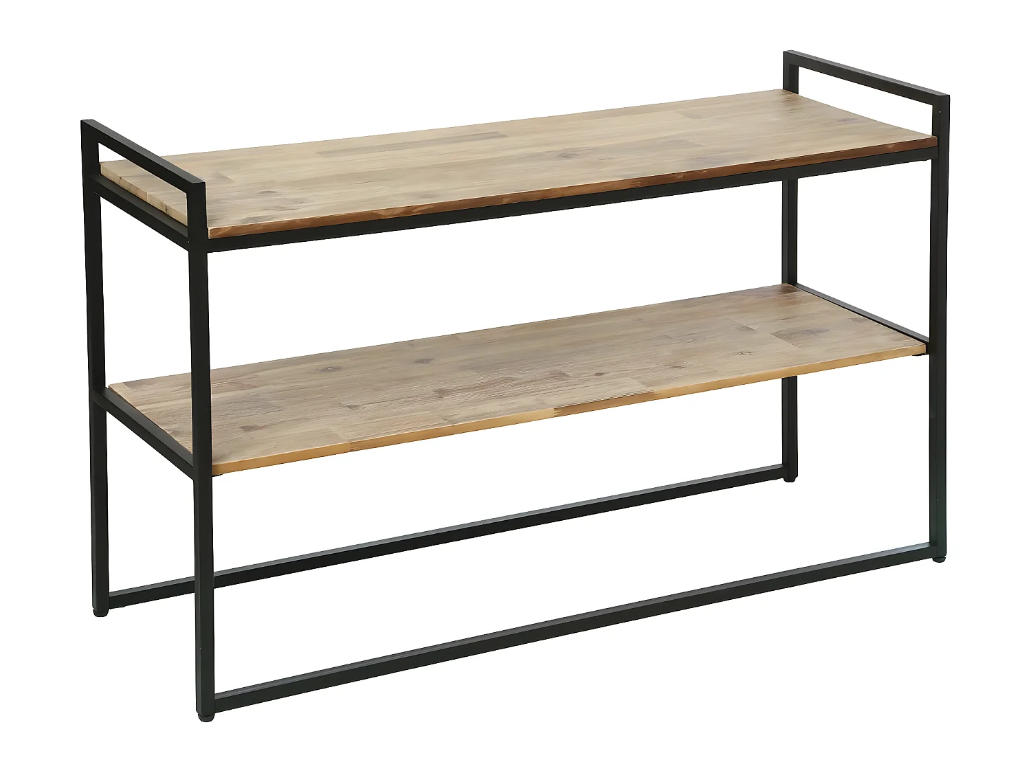 Meuble Console en Bois d'Acacia et Métal Noir H 75 cm
