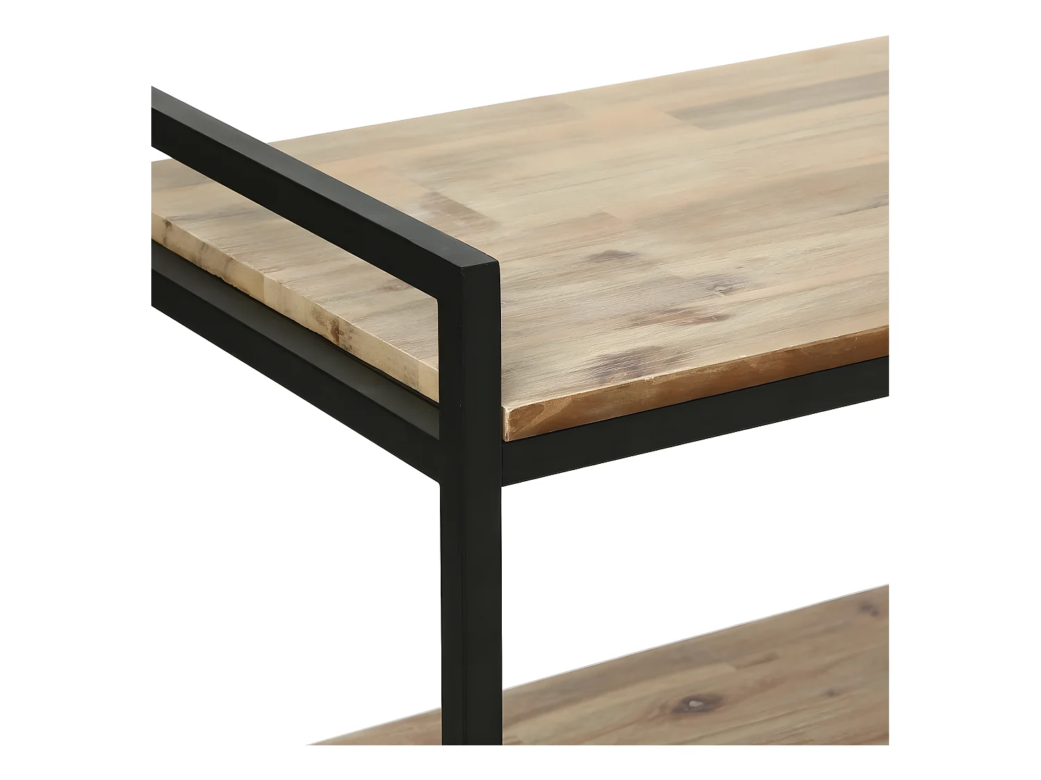 Meuble Console en Bois d'Acacia et Métal Noir H 75 cm