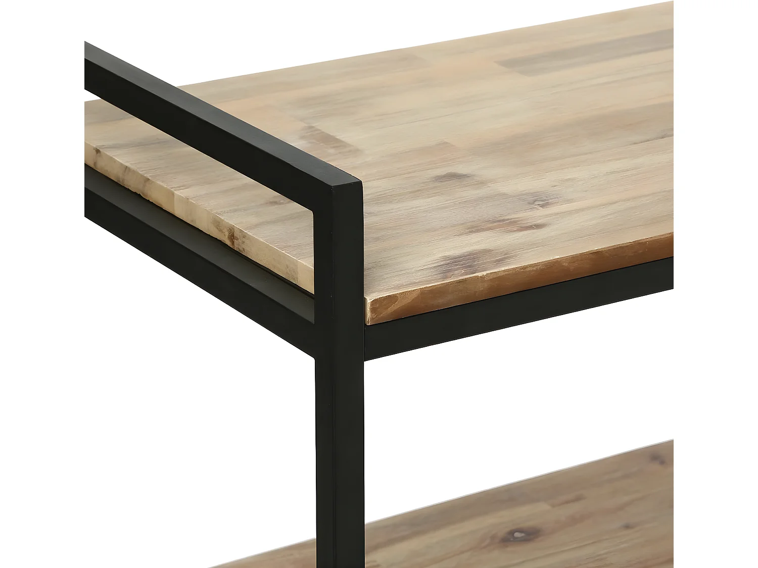 Meuble Console en Bois d'Acacia et Métal Noir H 75 cm